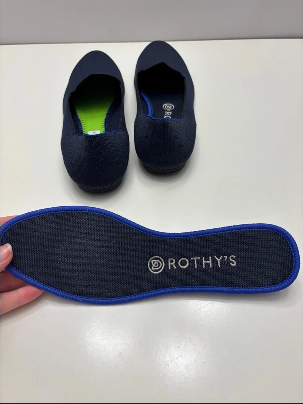 Rothy’s navy blue rounded toe loafers size 10